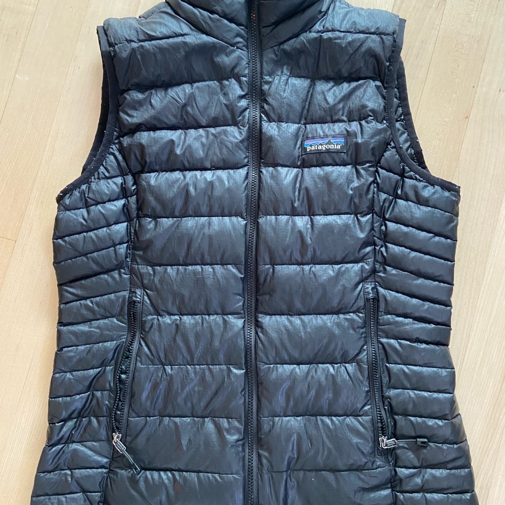 Patagonia Black Quilted Vest with Stand-Up Collar